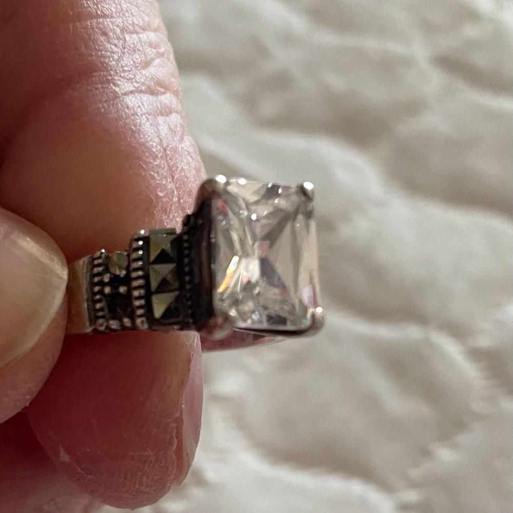 Silver ring with clear stone